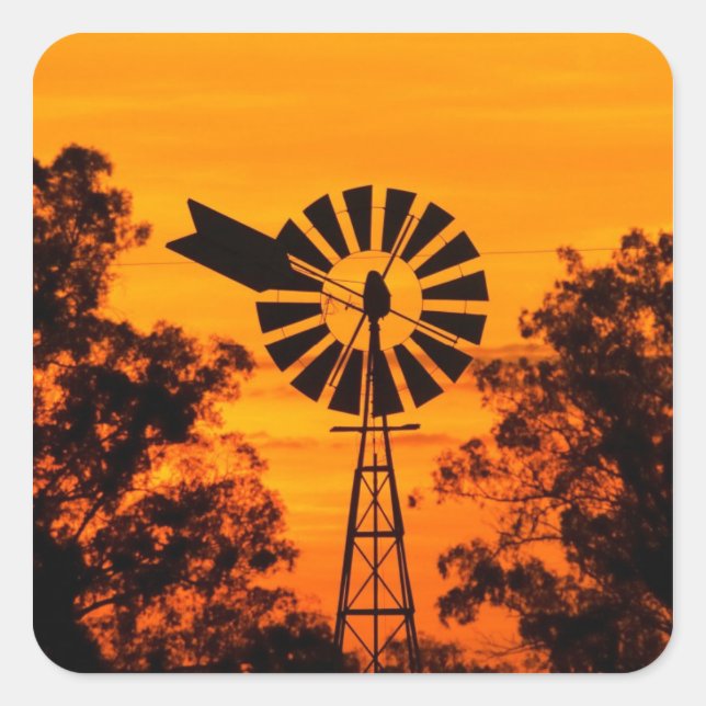 Sticker Carré Moulin à vent à Sunset, Australie (Devant)