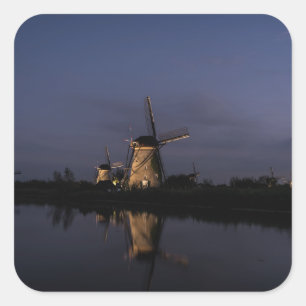 Sticker Carré Moulin à vent lumineux à l'autocollant bleu