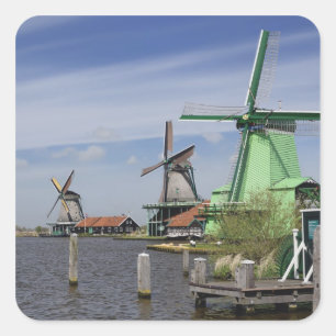 Sticker Carré Moulin à vent, Zaanse Schans, Hollande, Pays-Bas 2