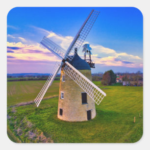 Sticker Carré Moulin bleu ciel