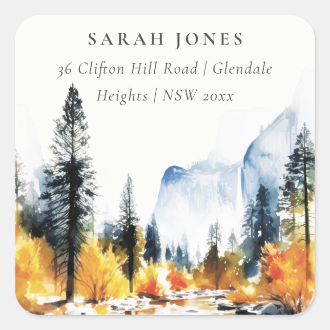 Sticker Carré Mountain River Fall Winter Landcape Adresse : (Devant)