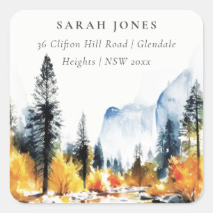 Sticker Carré Mountain River Fall Winter Landcape Adresse :