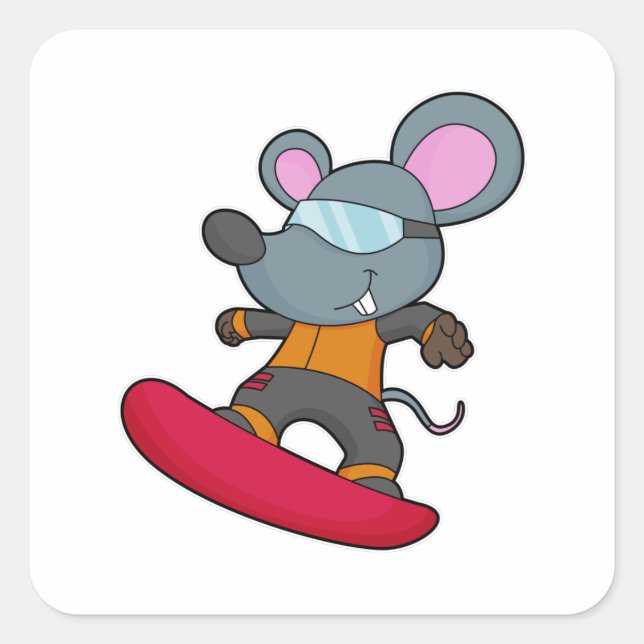 Sticker Carré Mouse as Snowboarder (Devant)