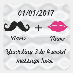 Sticker Carré Moustache et lèvres PersonnaliserABLE