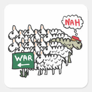 Sticker Carré Mouton anti-guerre