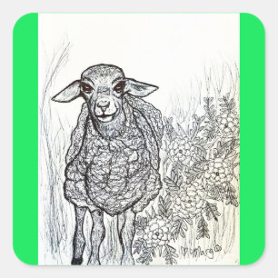 Sticker Carré Mouton d'amour