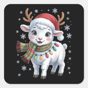 Sticker Carré Mouton mignon Noël Amoureux d'animaux drôles Fermi