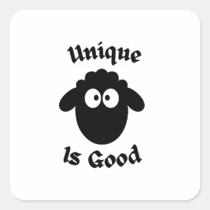 Sticker Carré mouton noir : Unique est bon