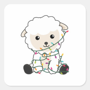 Sticker Carré Moutons Noël Neige Animaux d'hiver Moutons