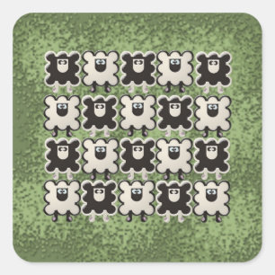 Sticker Carré moutons, rien que des moutons !