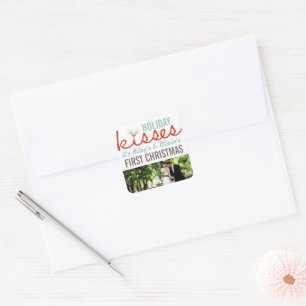Sticker Carré Mr & Mrs First Christmas Mistletoes Mariage photo