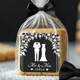 Sticker Carré Mr & Mrs Wedding Dress Tuxedo Newlywed Couple