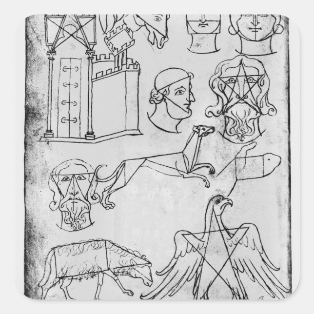 Sticker Carré Ms Fr 19093 fol.18v Divers dessins (Devant)