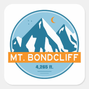 Sticker Carré Mt. Bondcliff New Hampshire Étoiles Lune