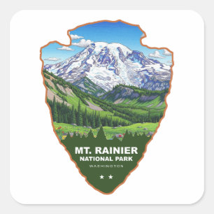 Sticker Carré Mt. Rainier Parc National Arrowhead