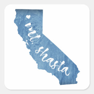 Sticker Carré Mt. Shasta California Wood Grain