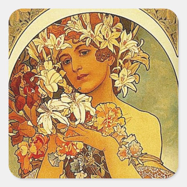Sticker Carré Mucha (Devant)