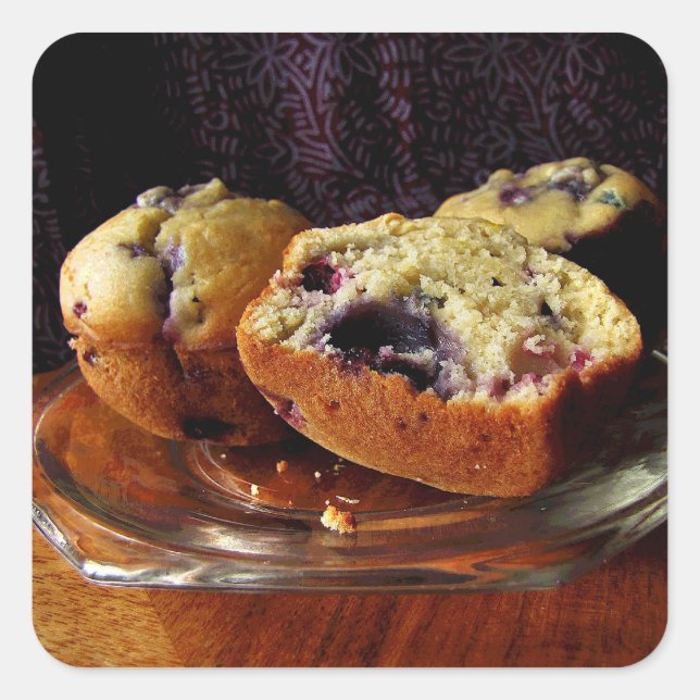 Sticker Carré Muffins aux bleuets (Devant)