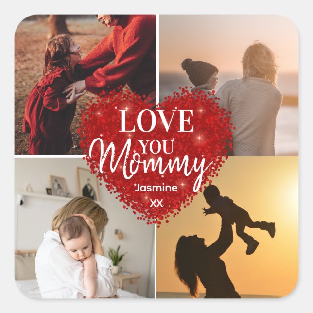Sticker Carré Mum Meilleure mère Anniversaire Modèle photo Insta (Devant)