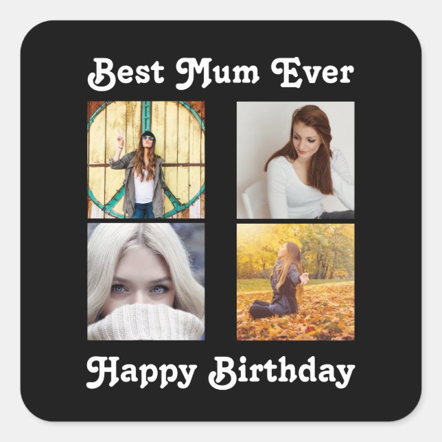 Sticker Carré Mum Meilleure mère Anniversaire Modèle photo Insta (Devant)