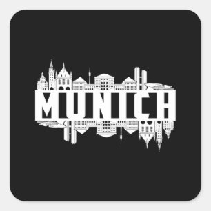 Sticker Carré Munich Allemagne Ville Ville Ville Amusante Idée c