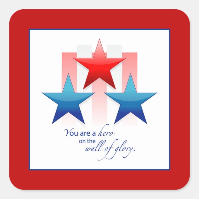 Sticker Carré Mur de gloire de héros patriotique, armée Merci (Devant)