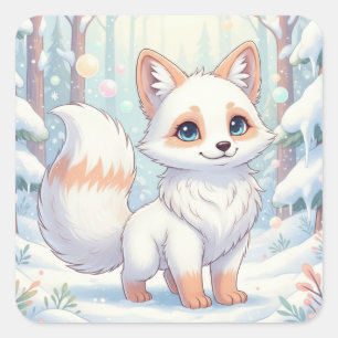 Sticker Carré Murmures hivernaux du petit renard