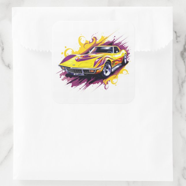Sticker Carré Muscle Car (Sac)