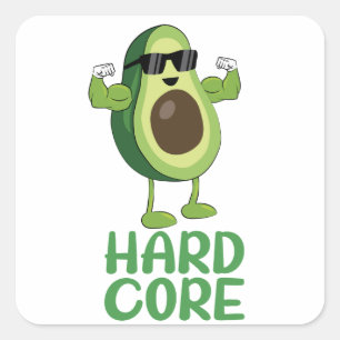 Sticker Carré Musculaire Hardcore Avocado drôle