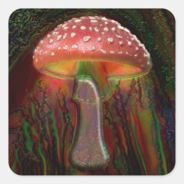 STICKER CARRÉ MUSHROOM PSYCHÉDÉLIQUE