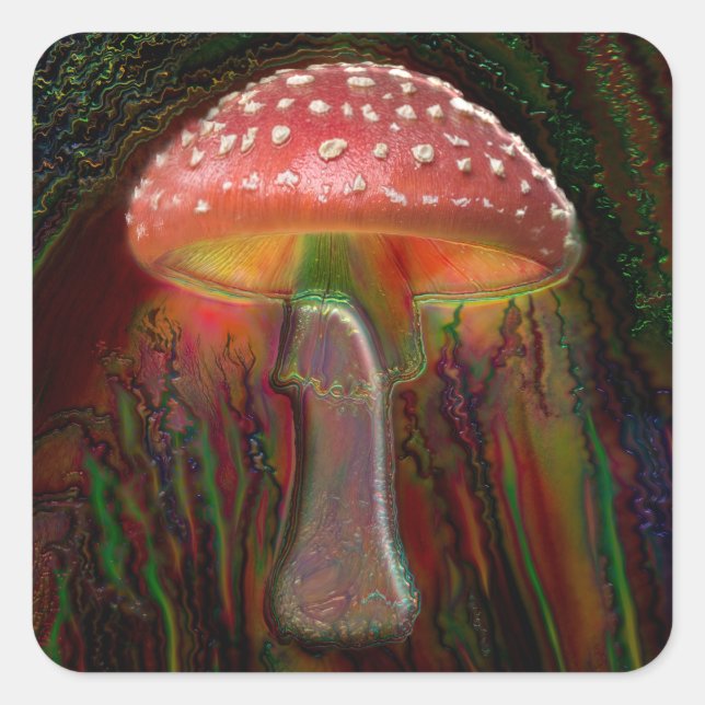 STICKER CARRÉ MUSHROOM PSYCHÉDÉLIQUE (Devant)