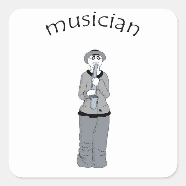 Sticker Carré musicien (Devant)
