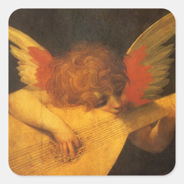 Sticker Carré Musicien Angel Lecture par Rosso Fiorentino (Devant)