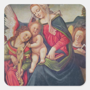 Sticker Carré Musiciens Vierge et Enfant et Ange