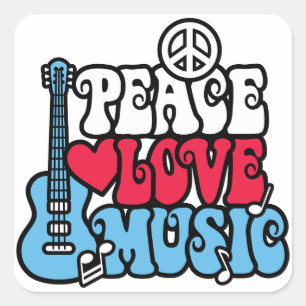 Sticker Carré Musique américaine d'amour de paix