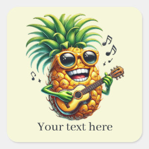 Sticker Carré Musique amusante jouant de l'ananas