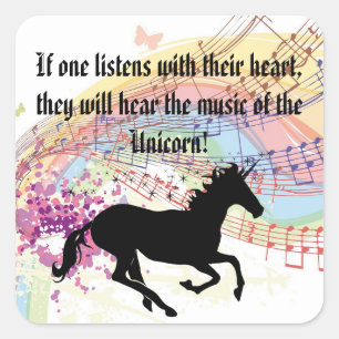 Sticker Carré Musique De La Licorne