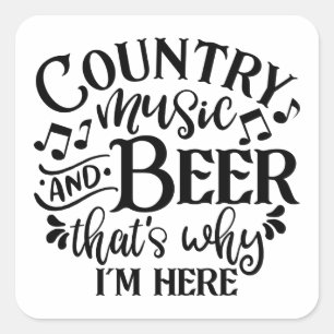 Sticker Carré Musique De Pays Et Idées De Bière