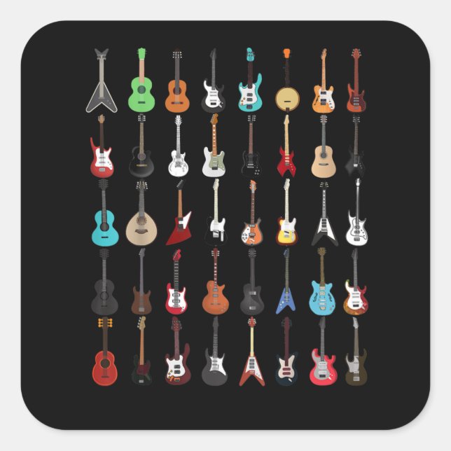 Sticker Carré Musique guitar (Devant)