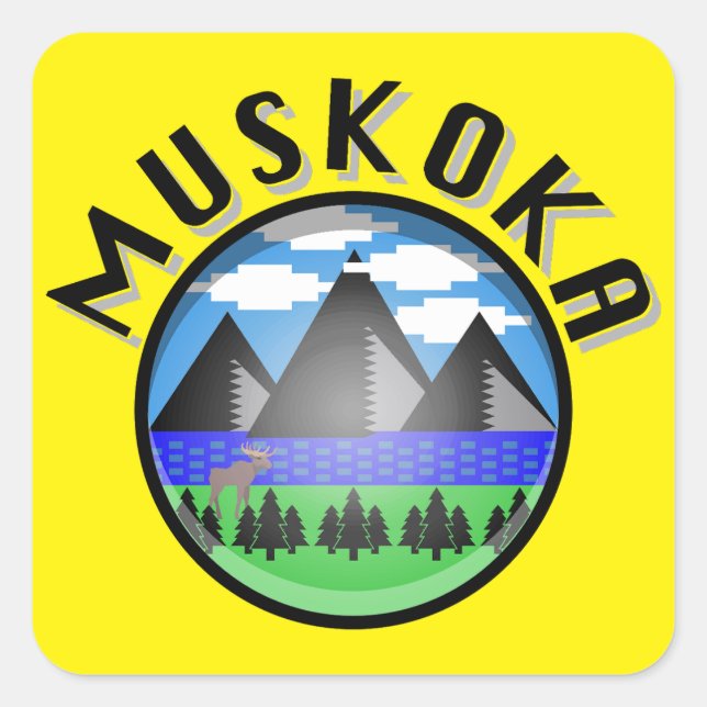 Sticker Carré Muskoka Design (Version 2) - Serviette de plage (Devant)