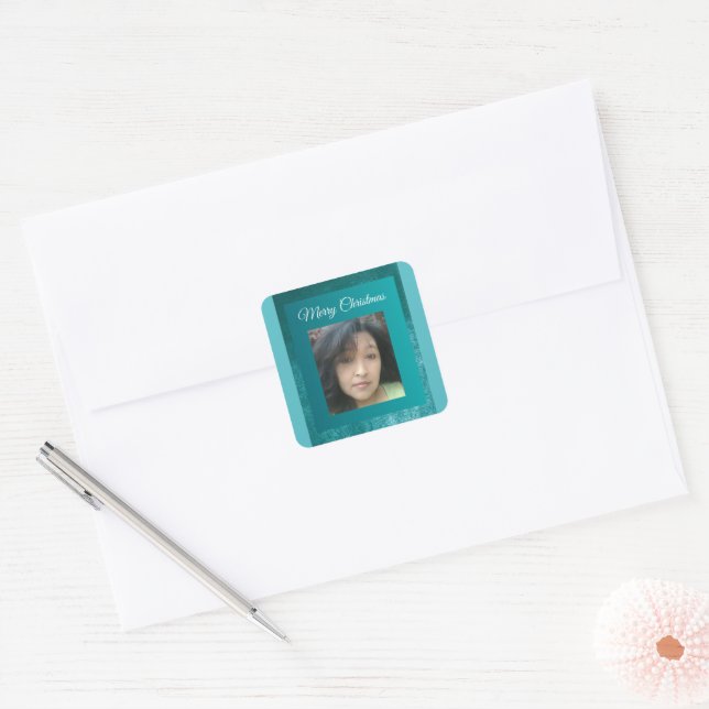 Sticker Carré MVB Faux Velvet Conception personnalisée Turquoise (Enveloppe)