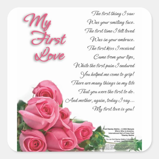 Sticker Carré My First Love Poetry Art De Stanley Mathis (Devant)