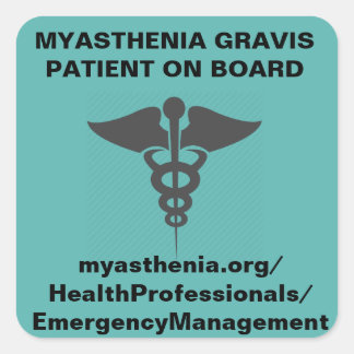 Sticker Carré Myasthenia Gravis * Patient À Bord *Autocollant
