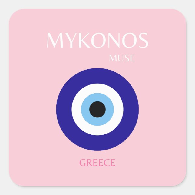 Sticker Carré Mykonos Muse, Mykonos, Rose (Devant)
