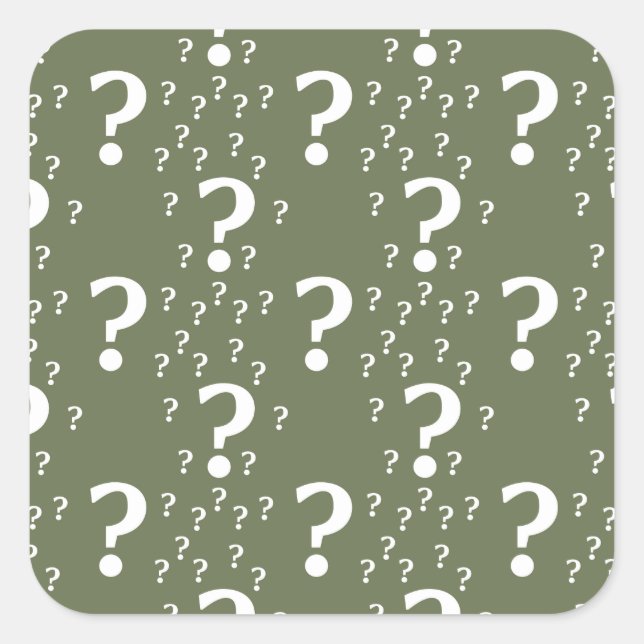 Sticker Carré Mystère question marque énigme puzzle vert olive (Devant)