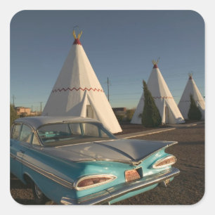 Sticker Carré NA, États-Unis, Arizona, Holbrook Route 66, Wigwam