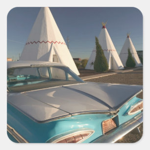 Sticker Carré NA, États-Unis, Arizona, Holbrook Route 66, Wigwam
