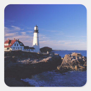 Sticker Carré NA, USA, Maine. Phare de Portland Head.