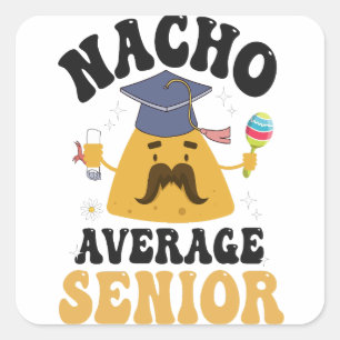 Sticker Carré Nacho Graduation Supérieure Moyenne Cinco De Mayo 