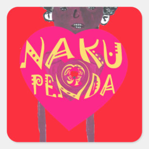 Sticker Carré Nakupenda Love Art - Swahili Heart Design